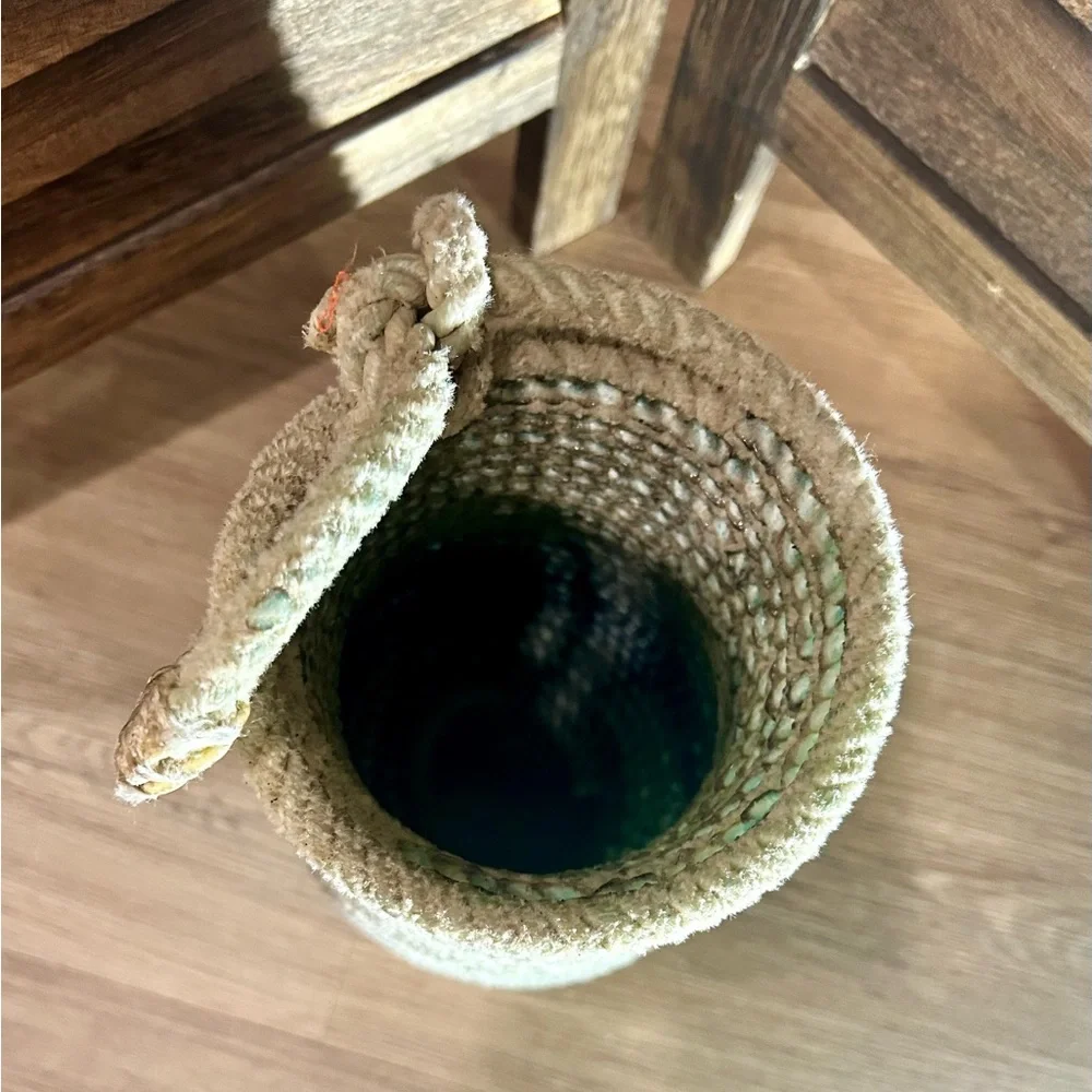 Handwoven Lasso Western Rope Basket Southwestern Cowboy Lariat Vase 5x10” Decor - Picture 4 of 6